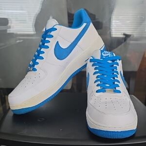 Nike Air Force 1 White and Blue Sneakers